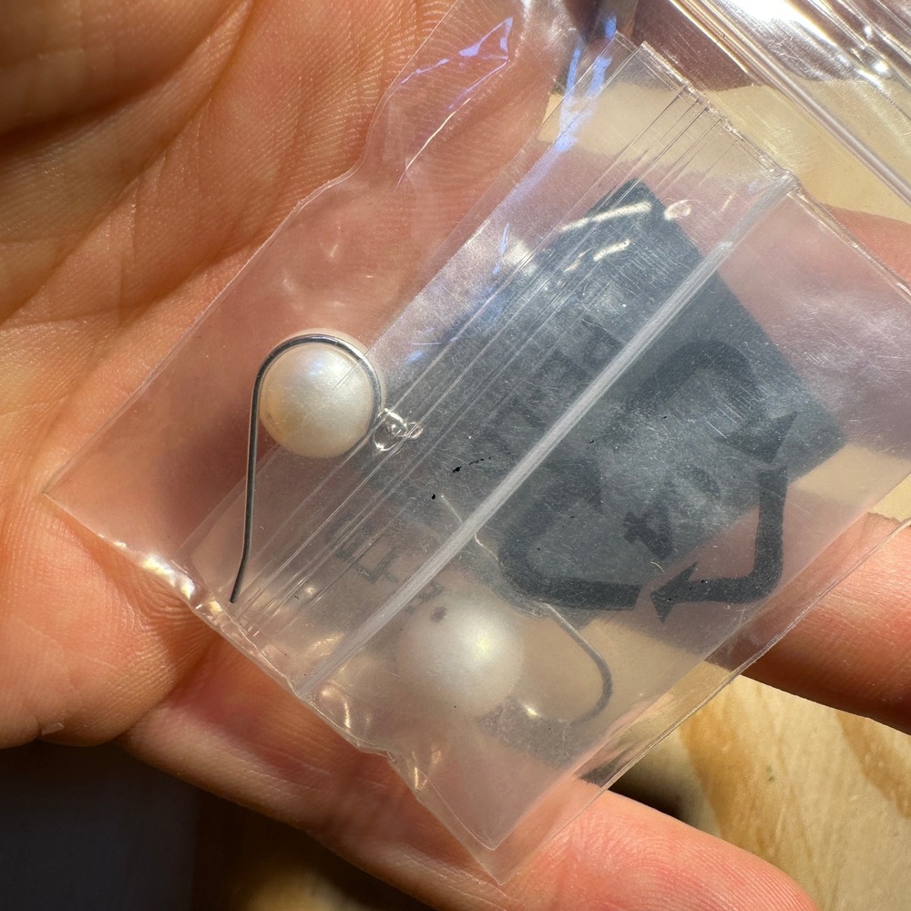 White Faux Pearl Drop Fishhook Earrings Minimalist Silver Tone OS